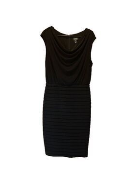 Adrianna Papell Black Tiered Cowl Neck Sleeveless Cocktail Dress Size 12
